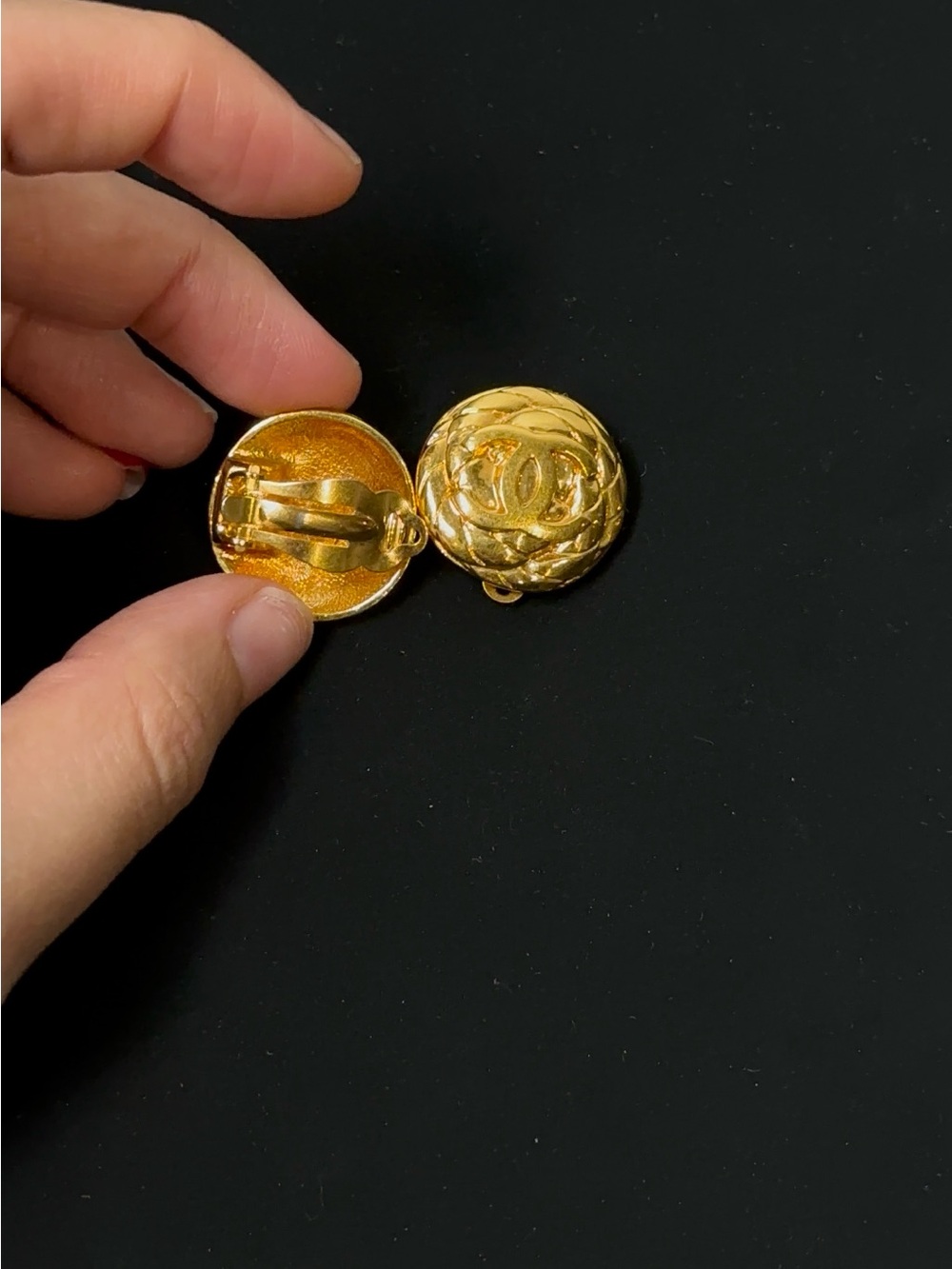 CHANEL Gold Filigree Dome Clip Earrings